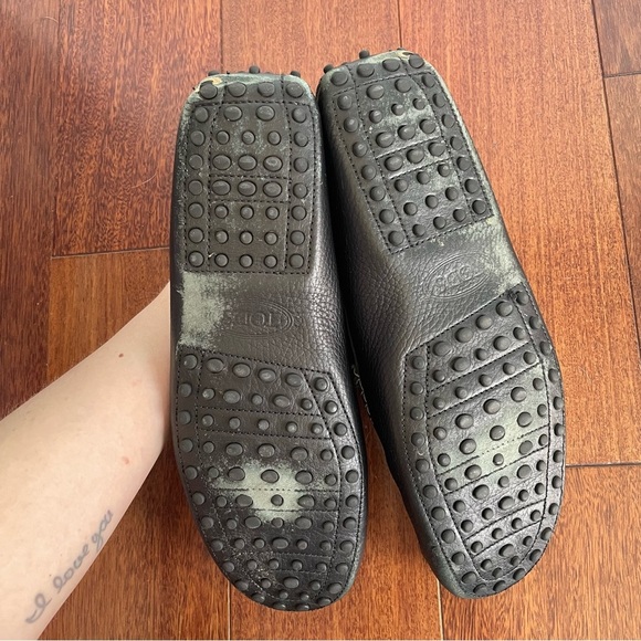 TOD’S Mens Black Pebbled Leather Penny Loafers Slip On Shoe Size 9 US - Picture 8 of 10